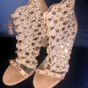 Sam Edelman nude spiked booties/heels